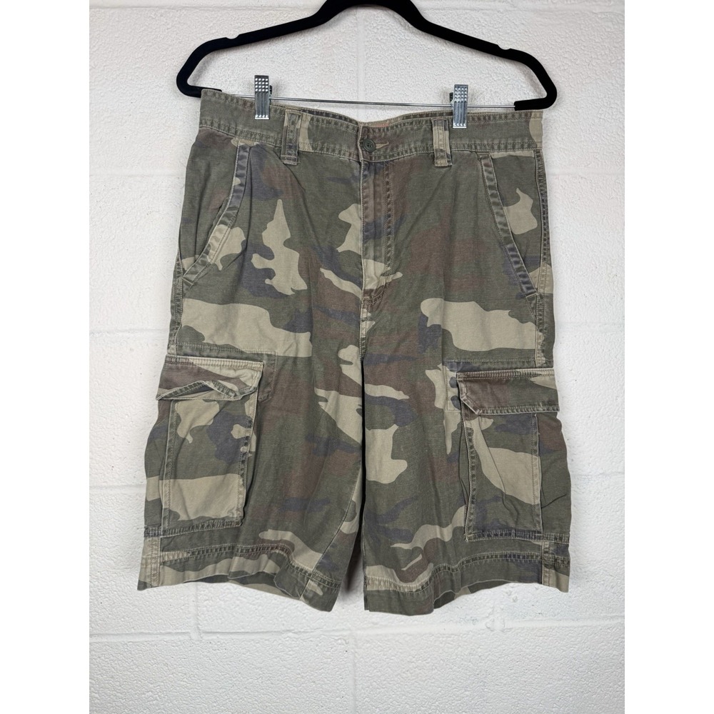 Mossimo Supply Co Camo Cargo Shorts Mens 32 Y2K Woodland Camouflage Cotton